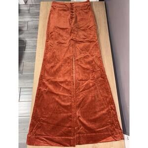 ASKK NY Velvet Wide Leg Pants Women’s Size 27 Potters Clay Orange High Rise